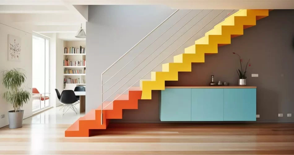 Un escalier moderne dans une maison traditionnel